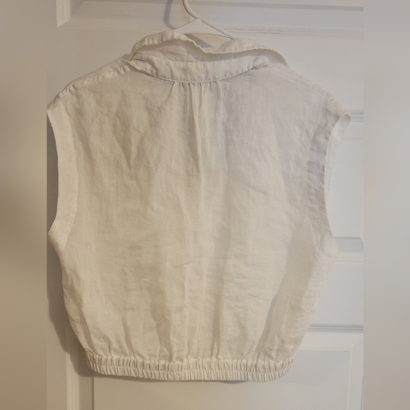 Anthropologie cropped linen pullover blouse - Picture 5 of 8